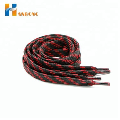 Red and Black Striped Color Custom Polyester Shoelaces