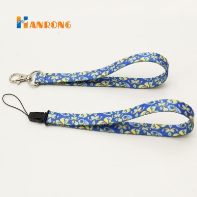 Hot sale printing logo cheap wallet wrist strap keychain with metal ring